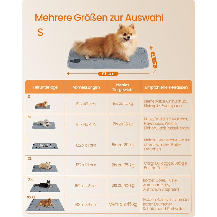 Підстилка для собак Feandrea, 2 шт., 122 x 91 см, XL, сіра, витривала, не слизька, супер вбираюча, PTD036G01