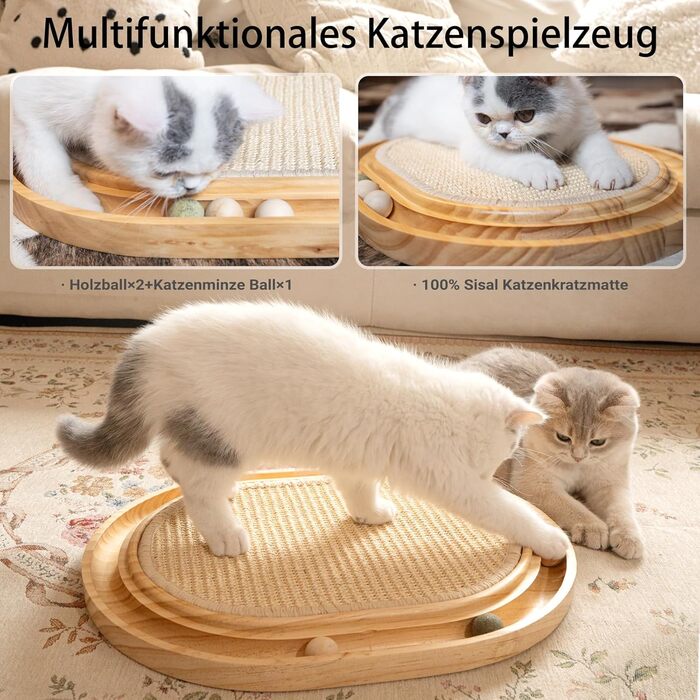 Кігтеточка CheerPals 2-в-1 для котів з натурального сизалю та м'яти, 43x33x3 см