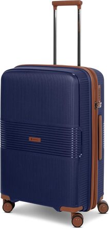 Набір валіз Eco Edition 3 шт. з жорстким корпусом | Розширювані валізи з дельфіновою блискавкою, міцний та легкий матеріал, 4 подвійні колеса & TSA-замок | Для жінок та чоловіків (Navy, валіза M (67 см) розширювана)