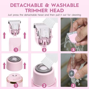 Триммер для жінок, електробритва з двома лезами, для тіла та бікіні, водонепроникний IPX7, рожевий