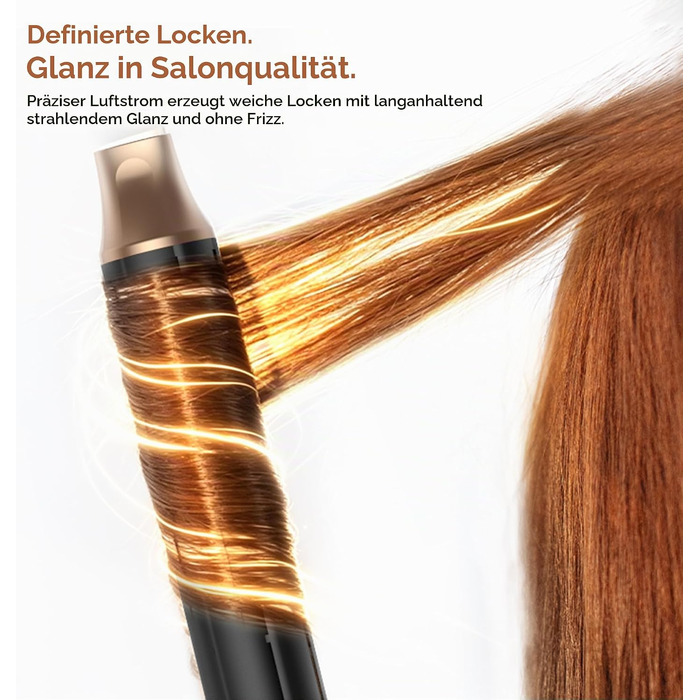 Мультистайлер для волосся 6 в 1 UKLISS Air Styler Set з дифузором, фен-щітка та вирівнювач для волосся, 1000 Вт, LCD-дисплей, Gold Blau