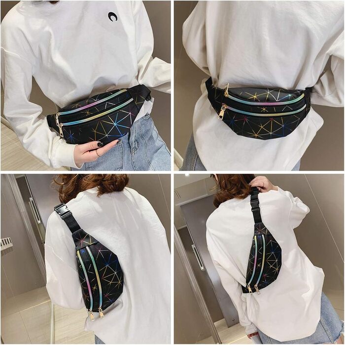 Спортивна поясна сумка Flintronic з підсвічуванням, чорна. Водостійка, з відділенням для карт, для подорожей, хайкінгу, велосипеду та активного відпочинку.