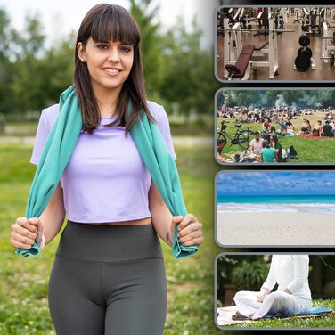 Рушник з мікрофібри Legendwerk® 160x80 см – швидковисихаючий, компактний, для подорожей, фітнесу, міста та відпочинку на природі – легкий, стильний, з сумкою та петлею для підвішування, 1 шт. (Турквіс)