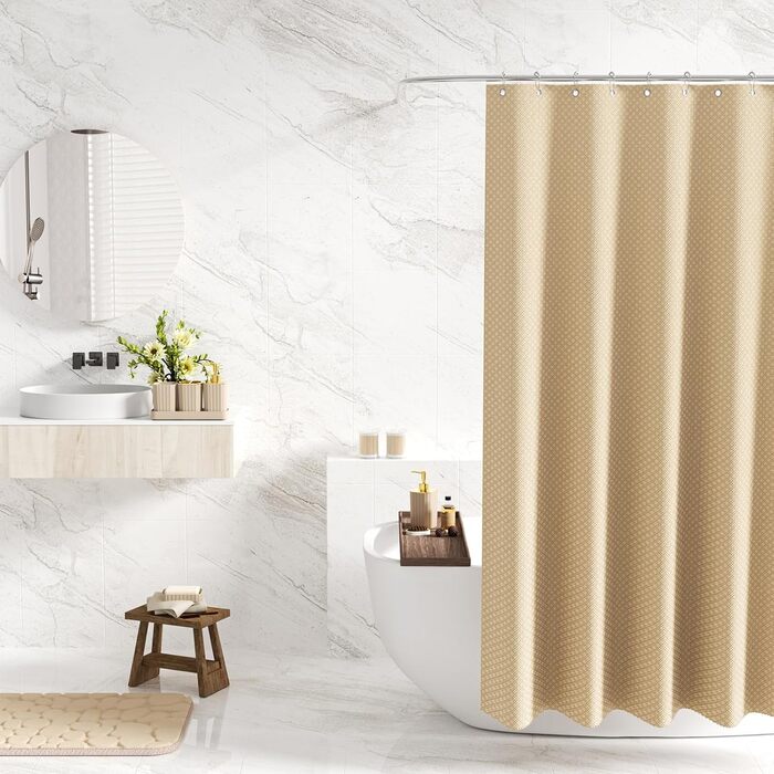 Набір аксесуарів для ванної кімнати – 10-ти частинний зелений набір, WC-щітка, смітник, рушник для ванни, шторка для душу, килимок для ванни (зелений, золото, бежевий)