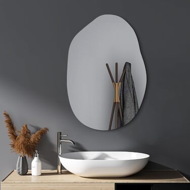 Дзеркало настінне прямокутне чорне 40x60 см з заокругленими кутами, нержавіюча сталь, для ванної кімнати та вітальні