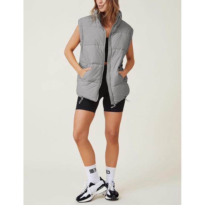 Жийоуні Даен: Пуховий жилет, сірий, S - тепла куртка з коміром-стійкою та блискавкою