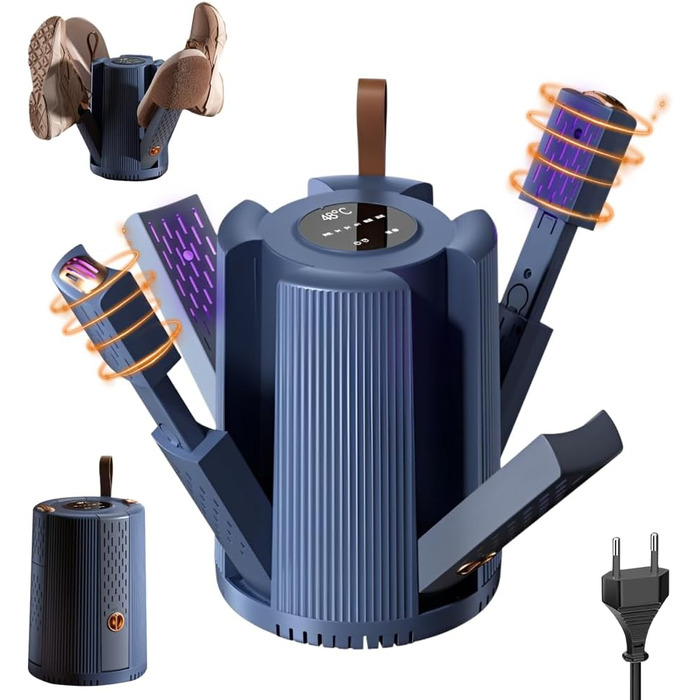 Електричний сушильник для взуття та рукавичок, телескопічний, з таймером, блакитний