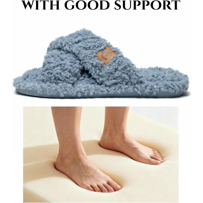 SMajong Теплі жіночі плюшеві халапи (тапочки) зимові, синього кольору (42/43 EU)