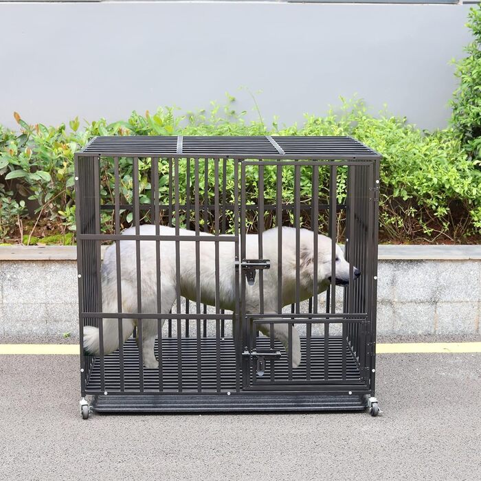 Клітка для собак BingoPaw XXXL, важка версія: подвійна клітка-перегородка з 2 дверцятами та піддоном, переноска для великих та середніх собак, 130x100x100 см (L: 95x58.5x82.5 см)