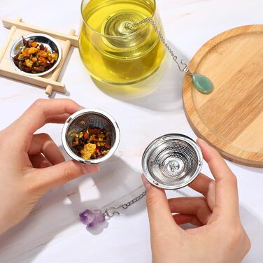 T-Ei for loose tea, 6 sets, loose leaves, tea strainer, tea infuser, stainless steel tea ball for loose tea holder, tea mesh strainer, tea filter with drip trays and pendants