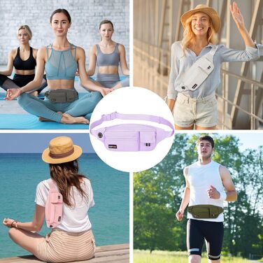 MAXTOP Поясна сумка на пояс для чоловіків та жінок, водонепроникна, для подорожей, фітнесу, йоги, бігу (фіолетова)