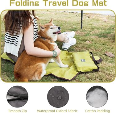 Зручна собача лежанка-підстилка: водонепроникна, для подорожей, з оксфордської тканини, зелена