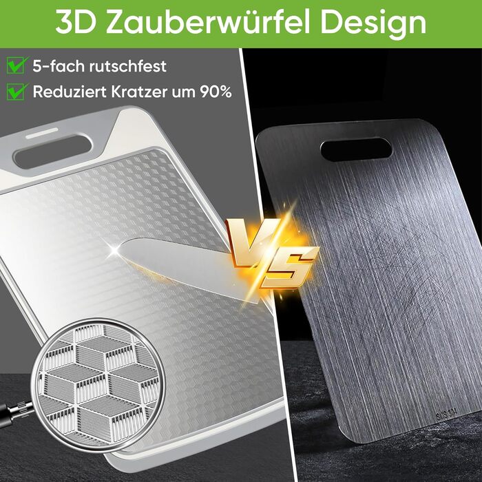 Ніжне дерев'яне обробне дошка з нержавіючої сталі, двостороннє, з силіконовим краєм, для кухні, з жолобками для соку, антипригарне, для захисту ножів