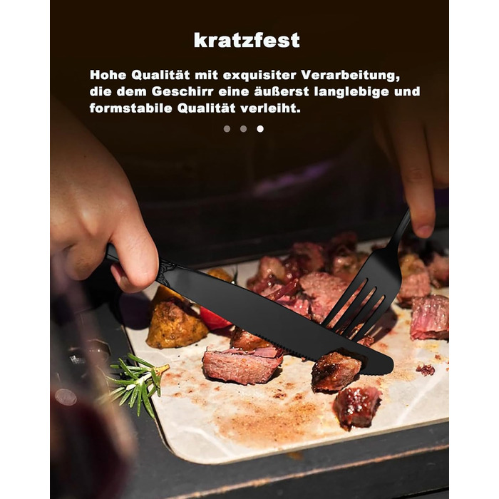 Набір столових приборів Retro на 6 осіб, 24 предмети, нержавіюча сталь, чорний, антикварний бароковий стиль