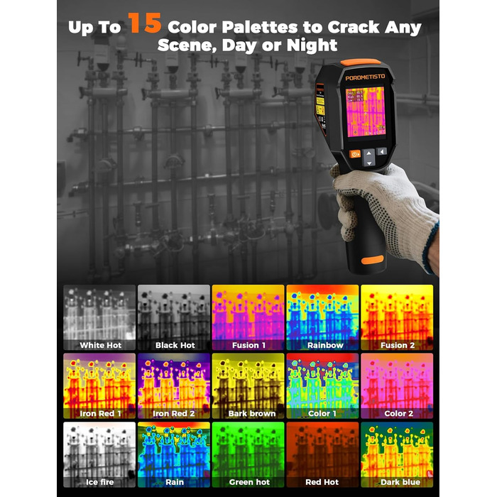 Професійна тепловізійна камера Handheld, 240 x 240, -20°C - 550°C, 15 колірних палітр, з лазерним покажчиком, для HVAC та інспекції будівель