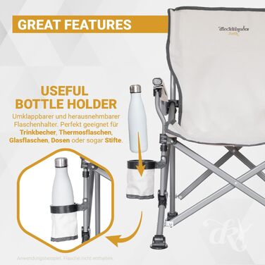 Дитячий складаний стілець для кемпінгу Jorik, бежевий, з підсклянником, вантажопідйомність 120 кг