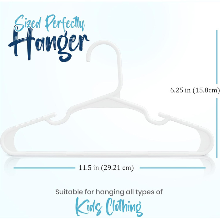 40 вешалок для дитячого одягу Utopia Home: білі, пластикові, 11,5 см - для шафи, щоденне використання