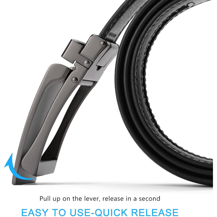 Чоловічий шкіряний ремінь SENDEFN з автоматичною пряжкою, ширина 35 мм, регульований розмір 115 см (32-38 дюймів), чорний з фактурною обробкою