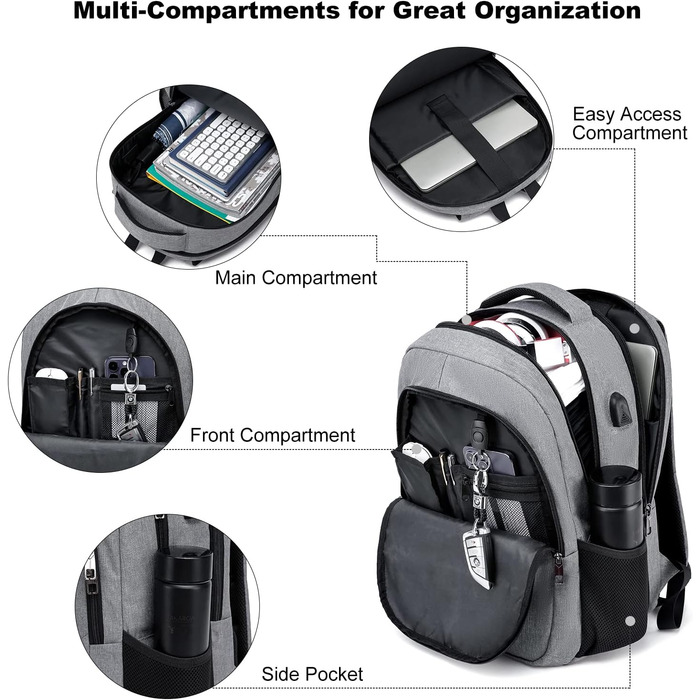 Рюкзак BIKROD для чоловіків та жінок, шкільний рюкзак для хлопчиків та дівчаток-підлітків, водонепроникний, з відділенням для ноутбука 15.6