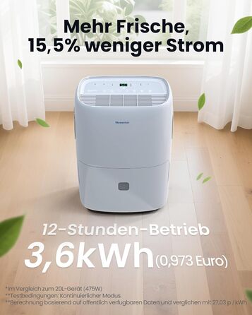 Електричний осушувач повітря Newentor 25L - для підвалу, дому, 215 м³/80 м², з таймером, фільтром, 10 років гарантії