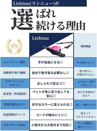 Lishinu3 Full-Stop L Dog Leash - Black (13-40kg)