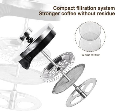 Френч-прес для кави та чаю, 600 мл, з фільтром, чорний, нержавіюча сталь