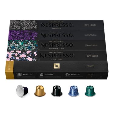 Капсули кави Nespresso Original: вибір еспресо та лунго, різні ступені обсмаження, сумісні з оригінальними капсульними машинами, набір з 50 капсул