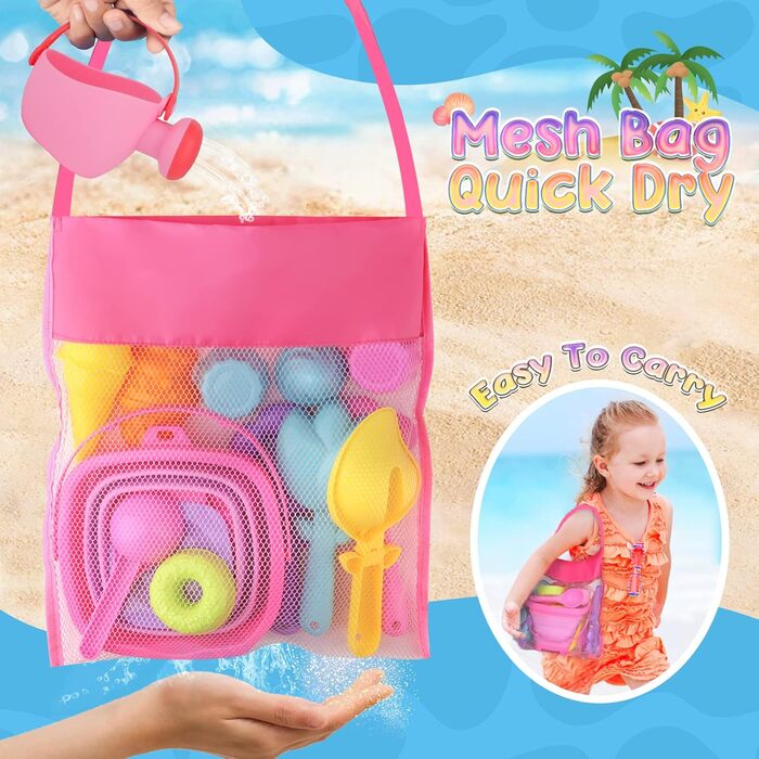 Joyreal 46-Piece Sand Toy Ice Cream Set for Girls and Boys - Sandbox Toys, Beach Toys, Kids with 4 Sand Shovels, Bucket, Sand Molds, Mesh Bag for Kids