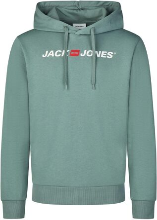 Чоловічий худі Jack & Jones JJMORTY Regular Fit з принтом, колір Trooper (зелений/сірий), розмір S