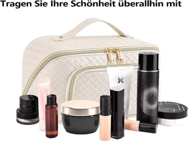 Косметичка для макіяжу велика водонепроникна з PU-шкіри, для подорожей, чорна вінтажна