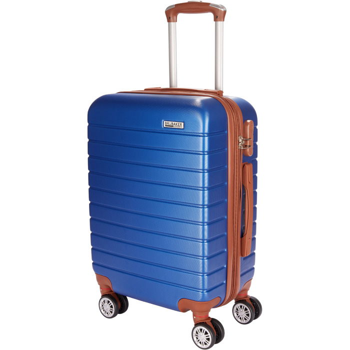 Набір валіз BruBaker Paris з трьох частин (M, L, XL) з жорстким корпусом, з кодовим замком, 4 колесами, зручними ручками (синій та коричневий)