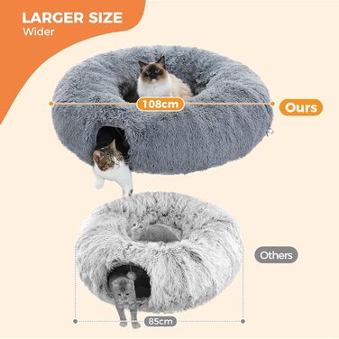PAWZ Road Plush Cat Tunnel for Indoor Cats, Multifunctional Cat Toy Grey