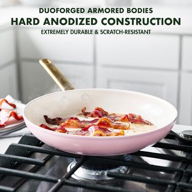 Набір сковорідок GreenPan Reserve з керамічним антипригарним покриттям (20 та 26 см), індукційні, для духовки, без PFAS, золотий ручка, блакитний & рожевий (для мами)