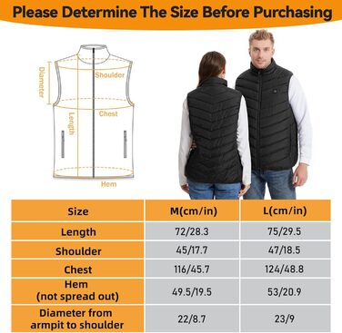 Обогревна жилетка для чоловіків та жінок, USB-жилетка з підігрівом, унісекс, жилетка з підігрівом, перезаряджається, 9 зон підігріву, 3 рівні температури для активного відпочинку та походів
