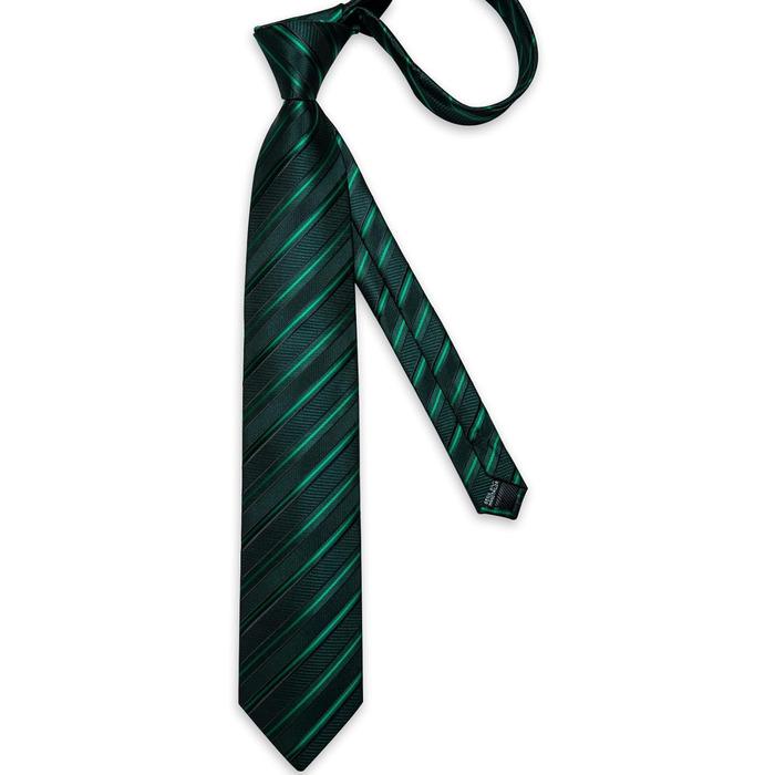 Набір краваток для чоловіків DiBanGu з шовковими смугами та клітинкою, з кишеньковим хустиною, затискачами для краваток та латунними манжетами, для весілля та офіційних заходів, зелений в смужку