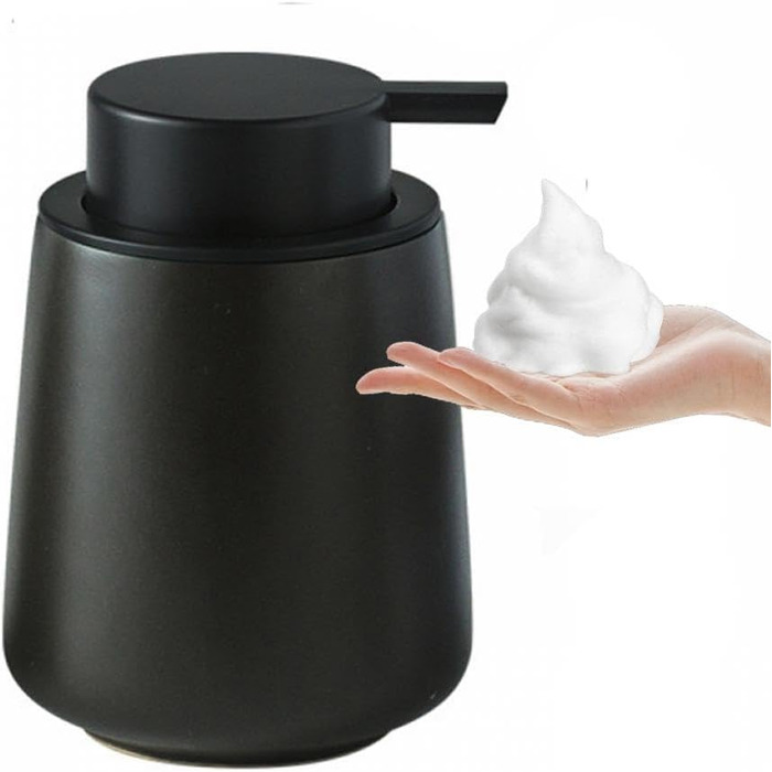 Дозатор для мила XUDREZ, 380 мл, кераміка, для кухні, наповнюваний, чорний