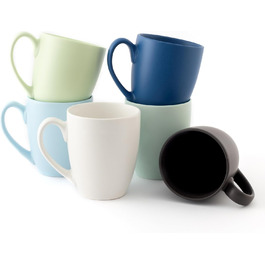 Large Coffee Mug Set – Coffee Cups made of high-quality and sturdy ceramic, large handles, large mugs (Pale Blue, Set of 6)
