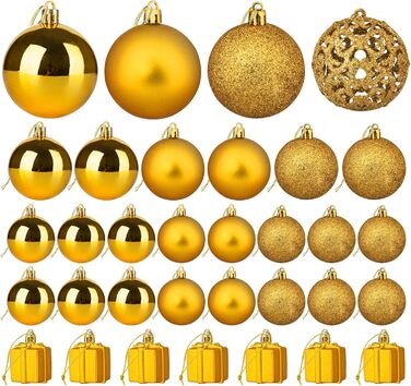 Набір прикрас для ялинки: ялинкові кулі Рожево-золоті, 100 шт., різні розміри (3см, 4см, 6см), пластикові
