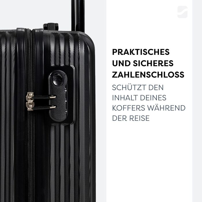 Набір валіз 3 шт: ручна поклажа, середній та великий кофр з ABS, чорний. Набір валіз з ABS, 3 шт.