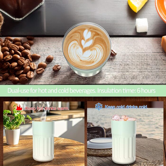 Термокружка для кави HomeAlexa з цифровим дисплеєм, 410 мл, нержавіюча сталь 316, ізольована вакуумна термокружка з кришкою, зелена