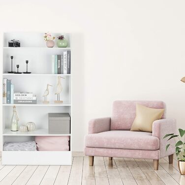 Дитяча книжкова полиця Relaxdays з 5 відділеннями, біла, для передпокою, вітальні та дитячої кімнати, підлогова, 152x80x40 см