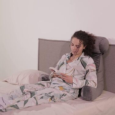 Подушка-крісло Bananair для ліжка та дивана - м'яка та комфортна, з підтримкою спини та зручними підлокітниками (сіра)