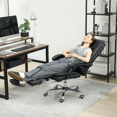 Vinsetto Office Chair with Vibration Massage, Ergonomic Executive Chair with Lumbar Warmer, Reclining Function, Footrest, Adjustable Height Desk Chair, Swivel Chair with Side Pocket, Black | Aosom