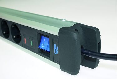 Многорозетка Schwabe ALUX чорна з перенапручувачем, 10 розеток, 1.5м кабель, IP20, для кріплення на стіні, 18360