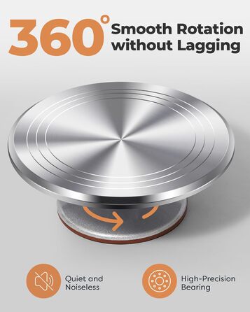 Підставка для тортів Kootek з поворотним столом, 30.5 см, згладжувач для крему 32.8 см, силіконовий шпатель, сервер для тортів, набір для декорування тортів, сріблястий