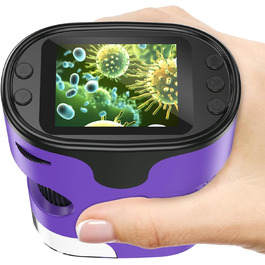 Дитячий цифровий мікроскоп 1000X Handy з 4K екраном: портативний USB мікроскоп для науки, з набором предметних скла, ідеальний подарунок для дітей 4-12 років (зелений, фіолетовий)