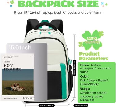 Шкільний рюкзак для дівчаток-підлітків 2025, для старшої школи, водонепроникний, для ноутбука 15.6