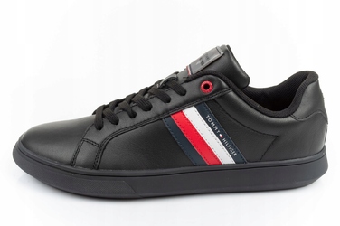 Оригінальні шкіряні кросівки Tommy Hilfiger на шнурівці, чорні, розмір 44