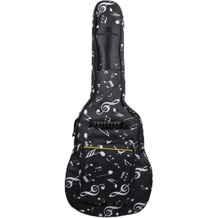 Водонепроникний кейс для гітари SUQ Oxford, 40/41 дюймів, з принтом музичних нот, нейлон, Gigbag, для електро-, акустичної та концертної гітари, ударостійкий, 8 мм підкладка, водонепроникний (чорний)