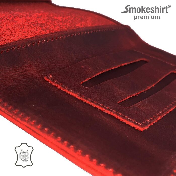 Leather Tobacco Pouch - Premium Quality Tobacco Bag - Professional smokeshirt Single or Double Sheet Pocket Rolling Pouch for Women and Men (Vintage Red)